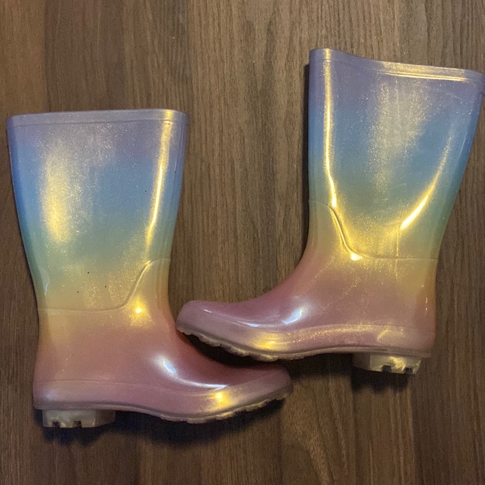 Rainbow rain boots
